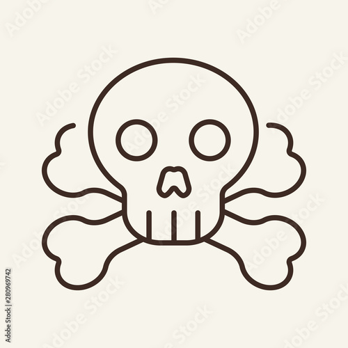 Skull and bones vector line icon. Body, Halloween, attribute. Holiday concept. Vector illustration can be used for topics like holiday, Halloween, medicine