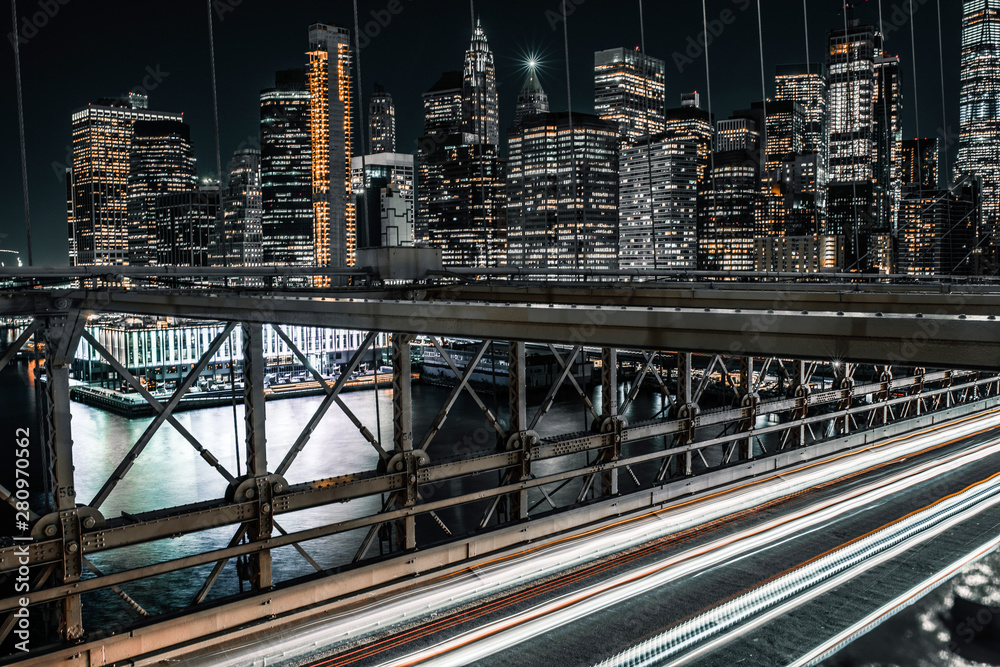 long exposure Brooklyn Bridge traffic