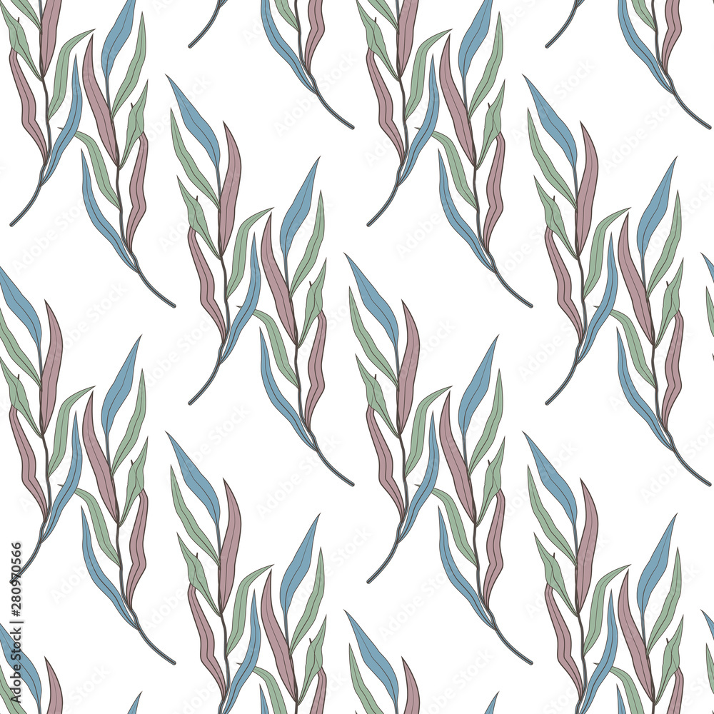 Obraz premium Beautiful and elegant flowers buds on the white background. Vector seamless pattern with flowers. watercolor fabric design