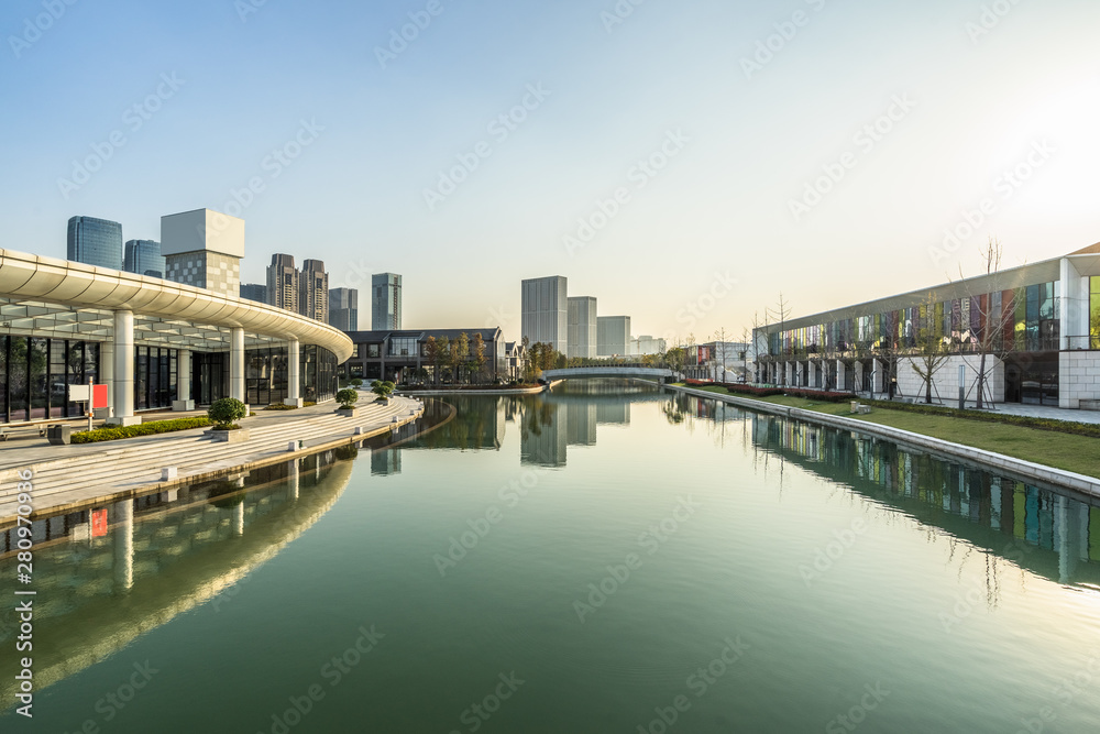 Obraz premium modern city waterfront downtown skyline,China.
