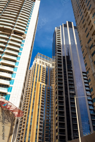 High-rise houses of modern futuristic design of Dubai Marina district. © sv_production