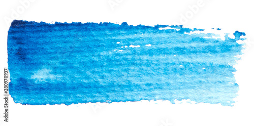 Vector blue paint texture isolated on white - watercolor horizontal banner for Your design