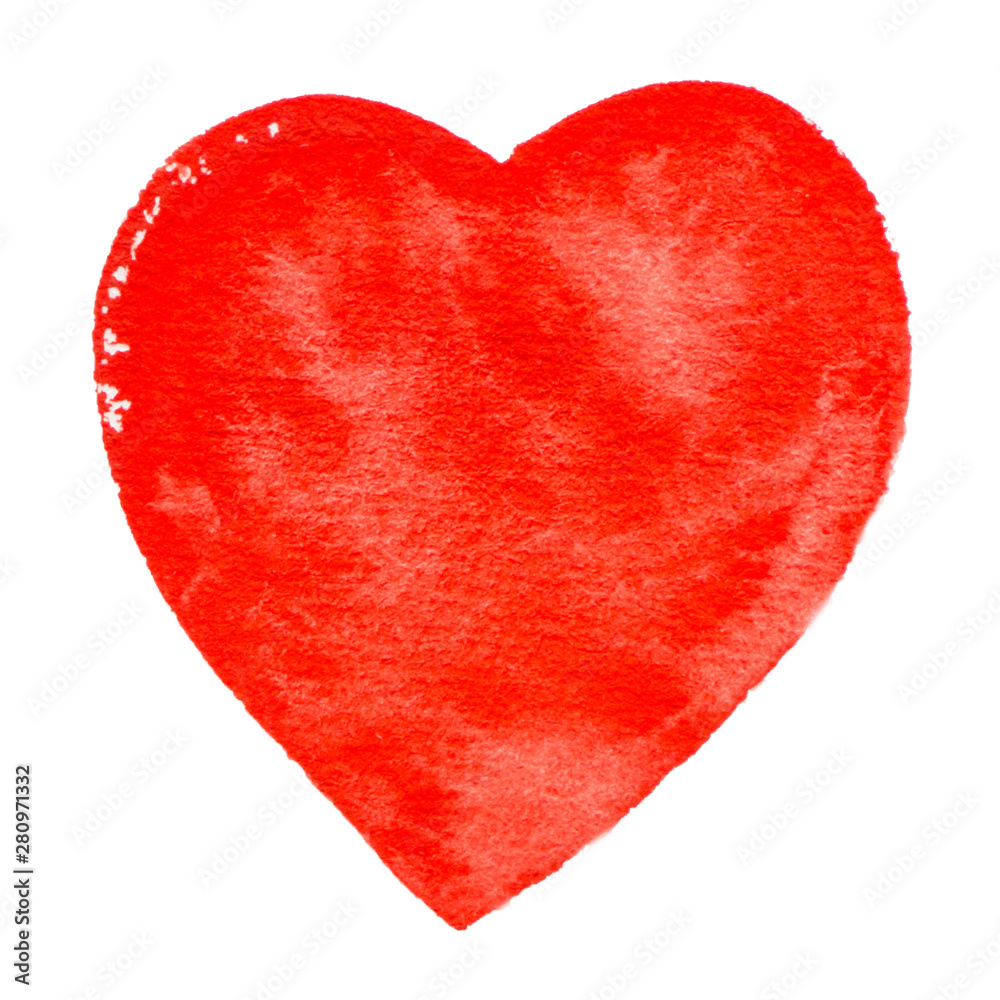 Vector red heart watercolor paint texture isolated on white for Your design