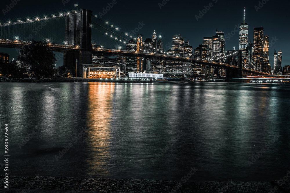 Brooklyn Bridge long exposure with downtown Manhattan