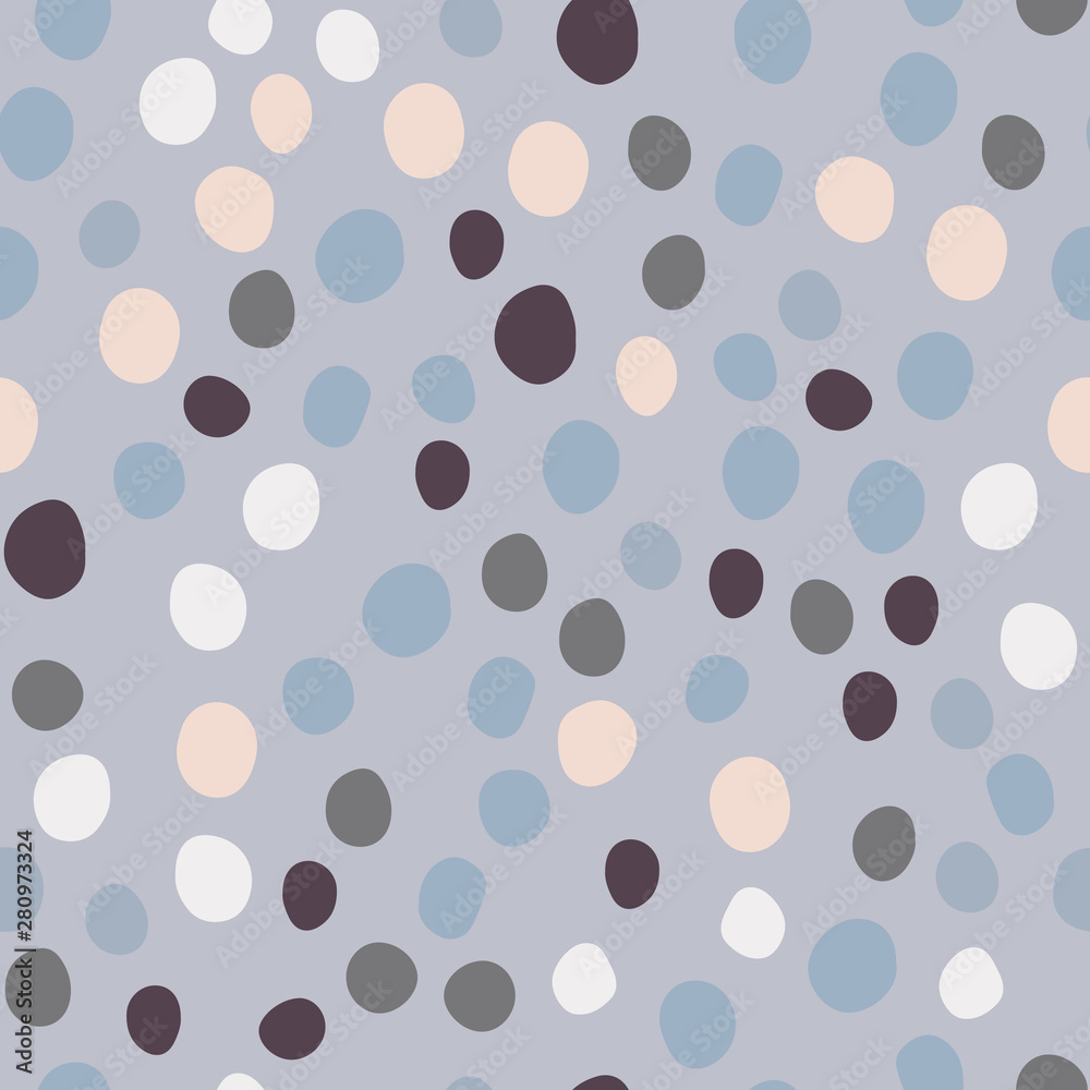 Geometric dotted wallpaper. Chaotic stones backdrop. Hand drawn pebble