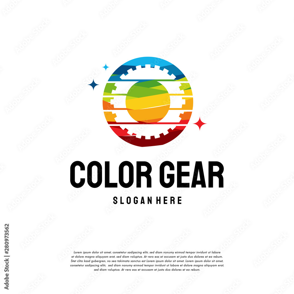 Colorful Gear logo designs concept vector, Mechanic logo template