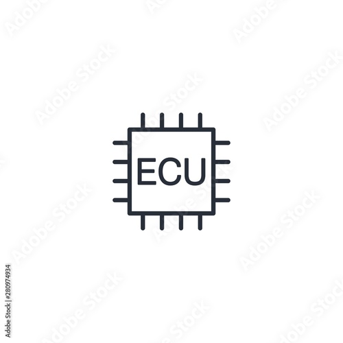 Electronic control unit  . Vector linear icon, white background.