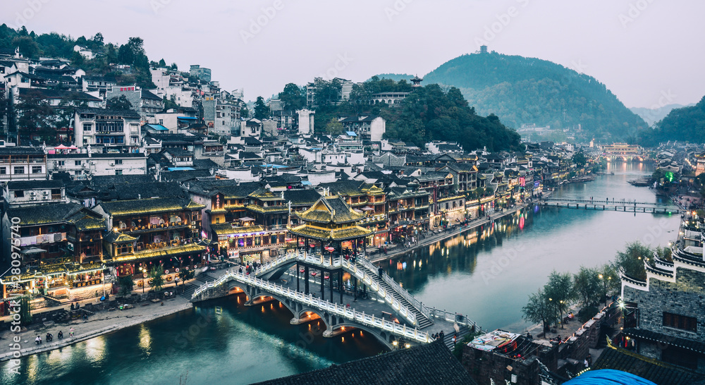 Night view of Fenghuang Old Town