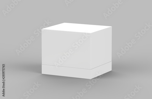 Hard cardboard box mock up template on isolated white background, ready for your design presentation, 3d illustration. © devrawat21