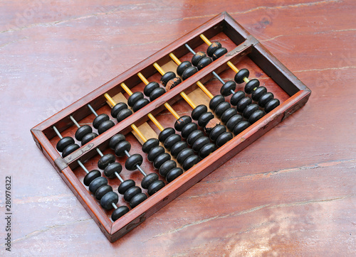 Chinese ABACUS old antique calculator retro finance education, tool work business accounting photo