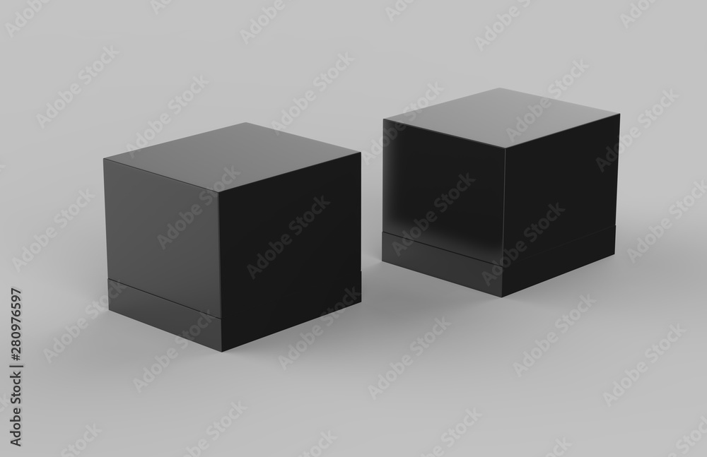 Hard cardboard box mock up template on isolated white background, ready for your design presentation, 3d illustration.