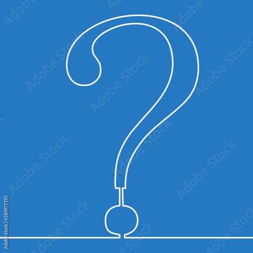Continuous one line question mark drawn concept