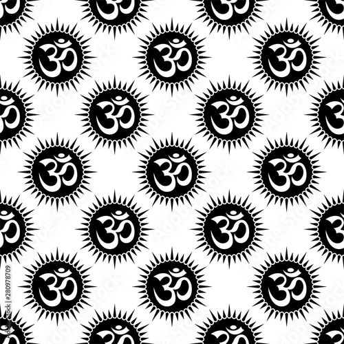 Aum (Om) The Holy Motif Seamless Pattern