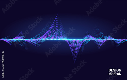 Abstract Colorful Wave Element for Music Design with Equalizer. The dynamic line on a dark background. Big data. Concept Sound. Technology Science. photo
