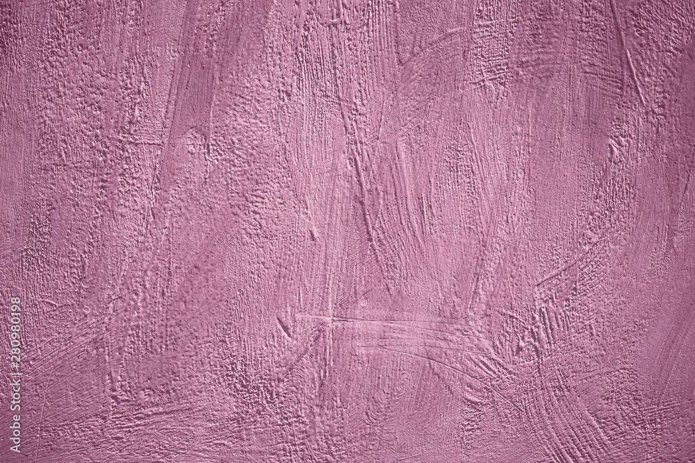 Fototapeta premium Pink grunge background, concrete wall. Rough scabrous texture, surface. Abstract pattern. Dirty wall. Acrylic painted card in modern style.