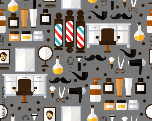 Vector flat seamless texture pattern barber shop .