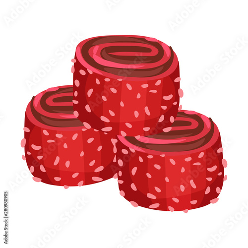 Pyramid of marmalade in the form of a roll. Vector illustration on white background.