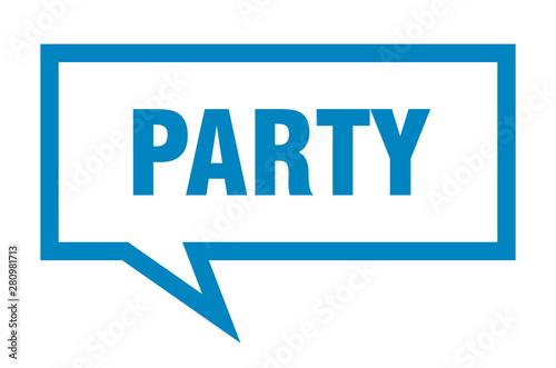 party sign. party square speech bubble. party