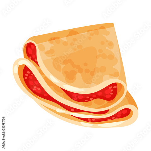 Pancake with red filling. Vector illustration on white background.