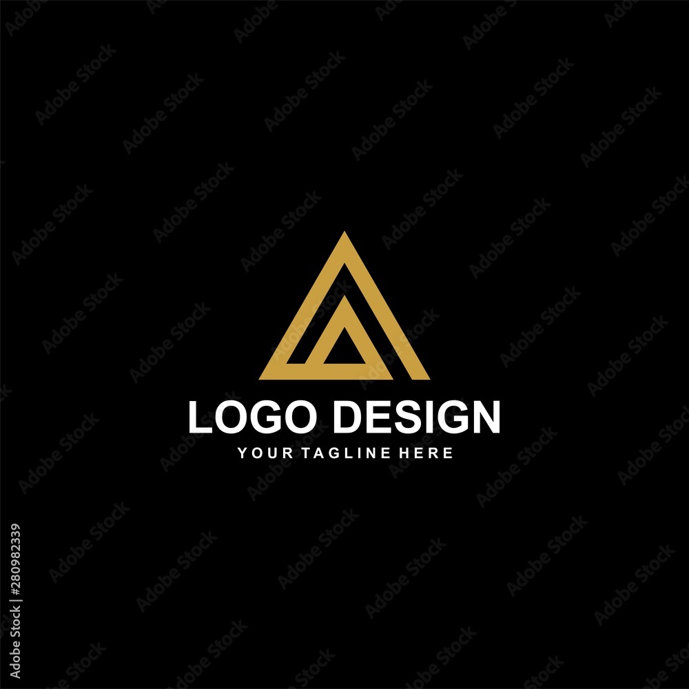 Mountain gold logo design vector. Adventure triangle abstract logo icon illustration. Mountain gold logo design vector. Adventure triangle abstract logo icon illustration.