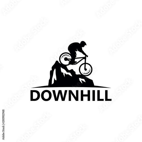 Mountain Bike Downhill Logo Template Design Vector, Emblem, Design Concept, Creative Symbol, Icon