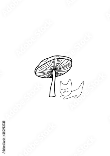 Cat with mushroom 