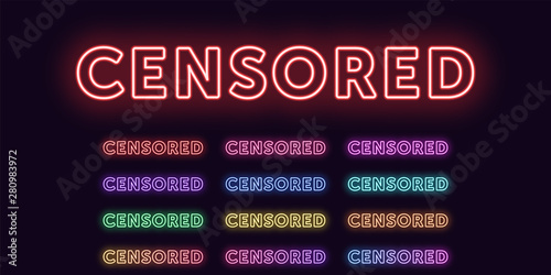 Neon text Censored, expressive Title, glowing word