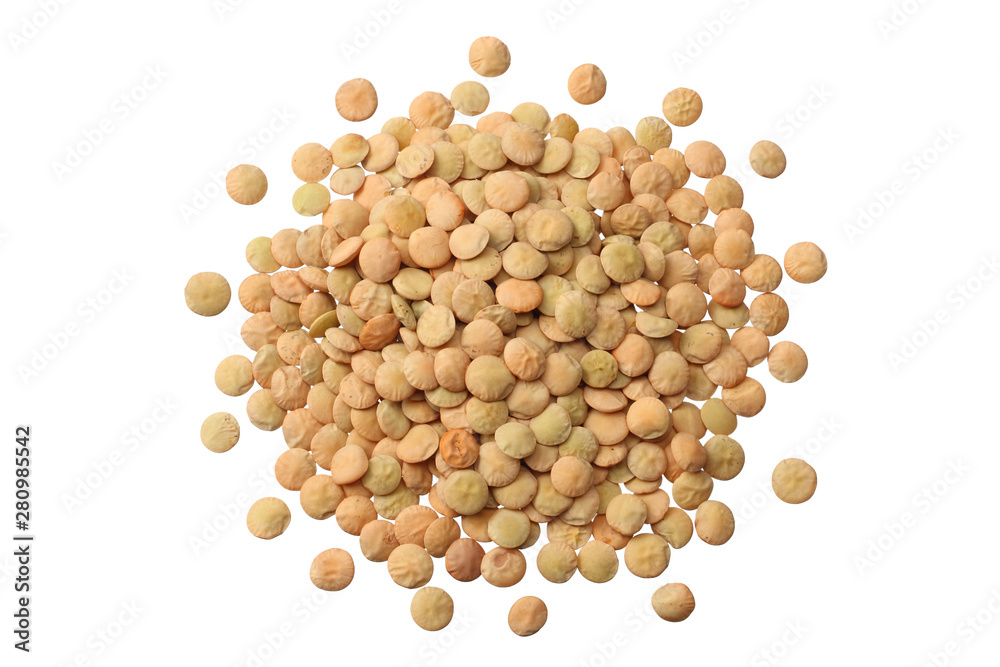 Pile lentil isolated on white background. Top view. Pile lentil isolated on white background. Top view.