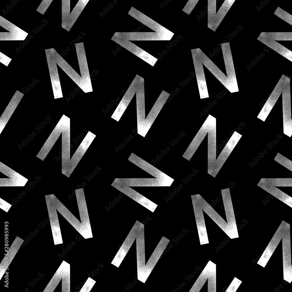 Seamless pattern with letters n on black Seamless pattern with letters n on black