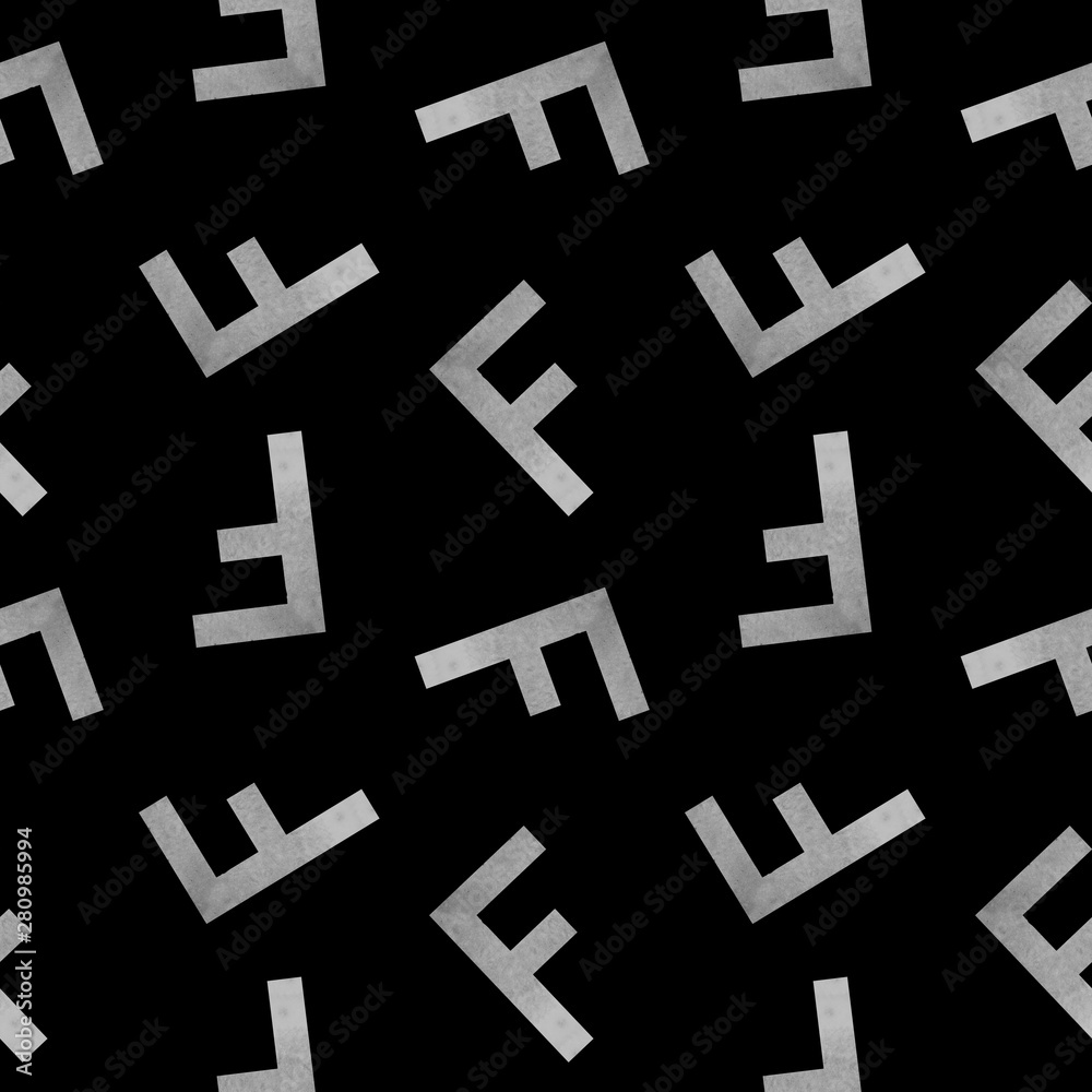 Seamless pattern with letters f on black Seamless pattern with letters f on black