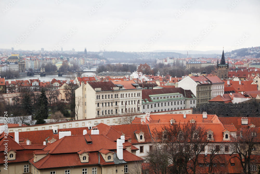 Panorama of Mala Strana opening from Prague Castle, Czech Republic	