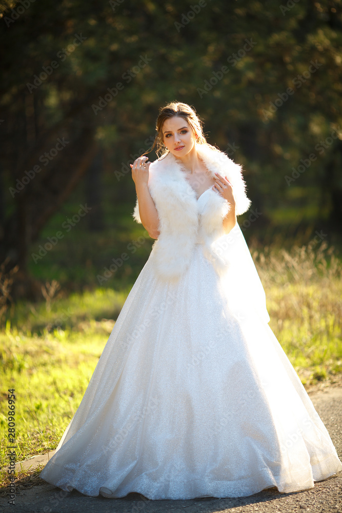 Beautiful bride in gorgeous wedding dress