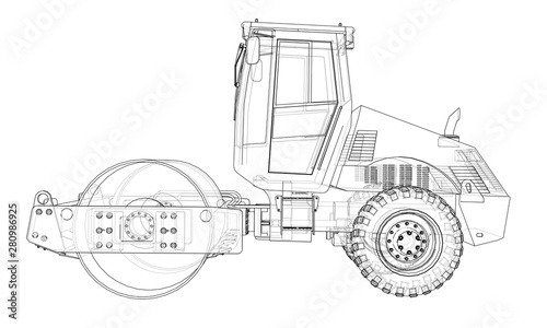 Construction machine. Asphalt compactor vector