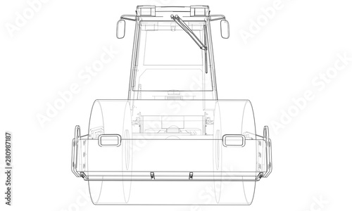 Construction machine. Asphalt compactor vector