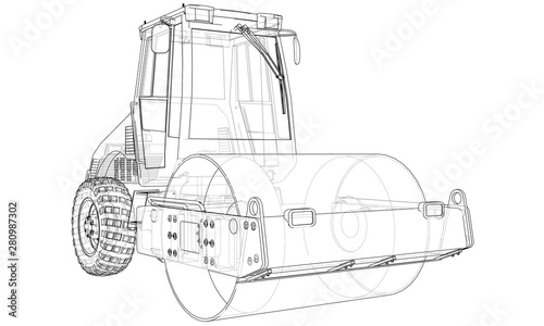 Construction machine. Asphalt compactor vector