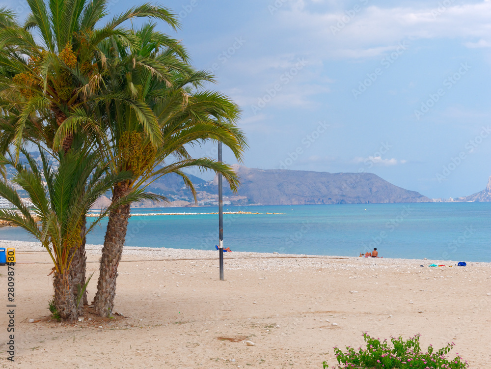 Wide beach and view of the Mediterranean sea in Altea. Costa Blanca. Spain. Wide beach and view of the Mediterranean sea in Altea. Costa Blanca. Spain.