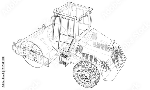 Construction machine. Asphalt compactor vector
