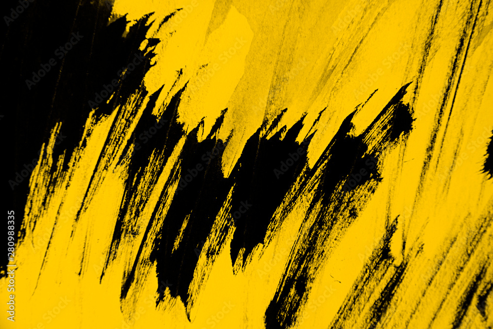 yellow and black paint background texture with brush strokes Stock  Illustration | Adobe Stock