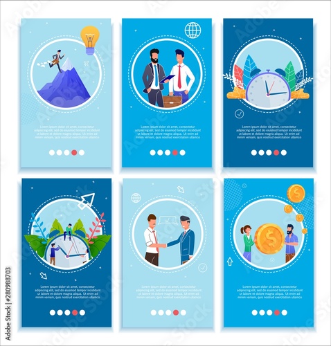 Business Characters and Success Mobile Banners Set
