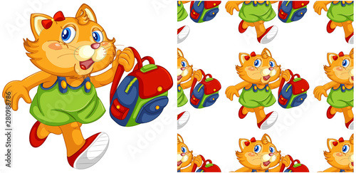 Seamless and isolated animal pattern cartoon