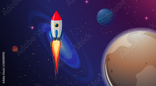 Fototapeta Naklejka Na Ścianę i Meble -  Rocket ship in space