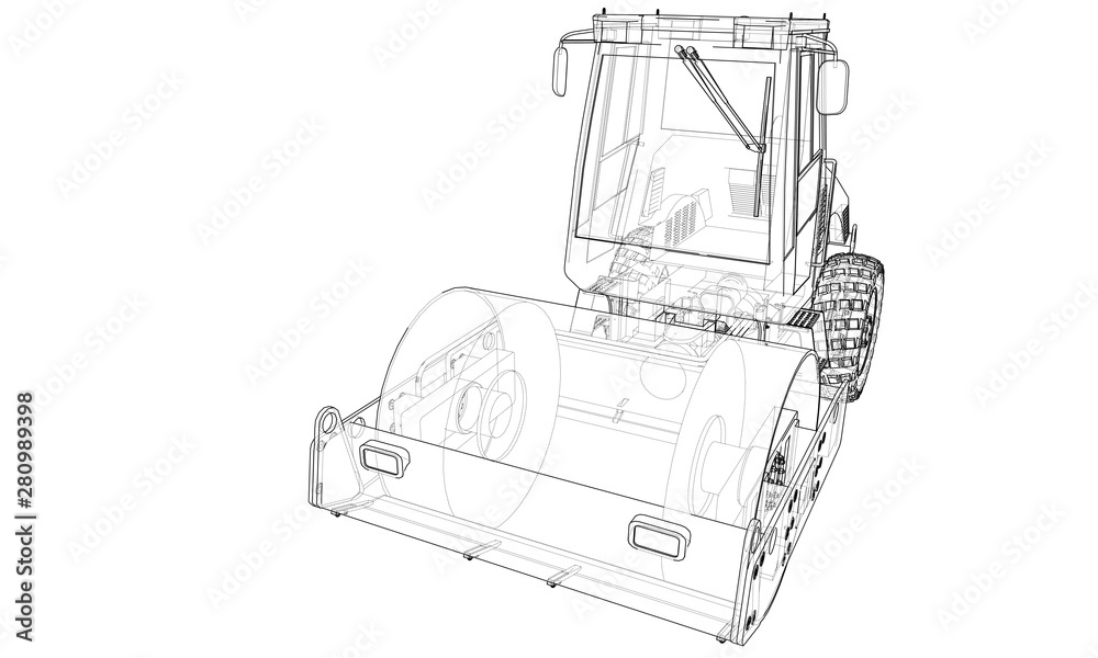 Construction machine. Asphalt compactor vector
