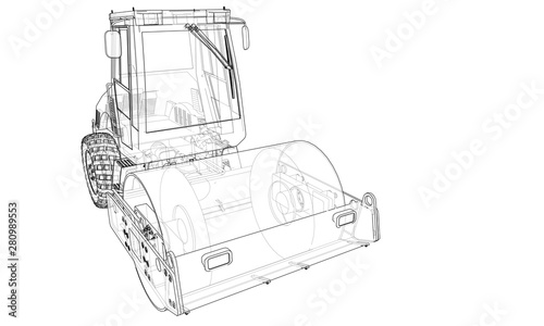 Construction machine. Asphalt compactor vector