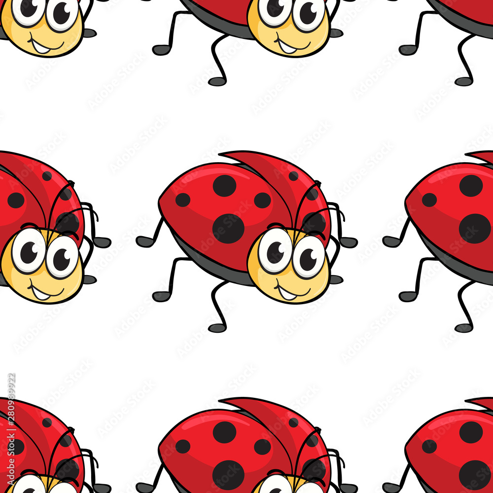 Fototapeta premium Seamless pattern tile cartoon with , ladybug