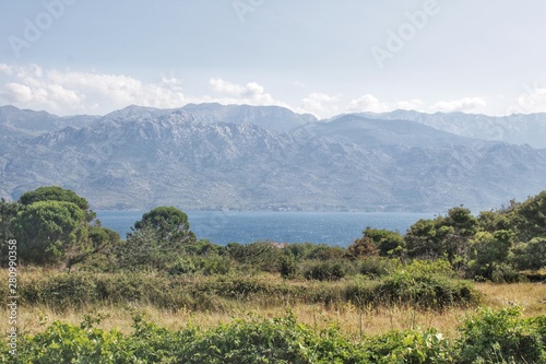 Big mountain view from croatian island Rab