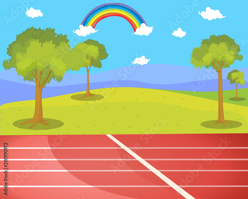 Running track in park scene