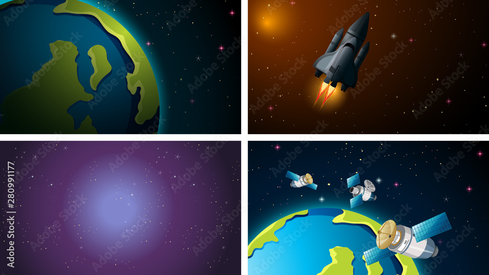 Space background scene set Space background scene set