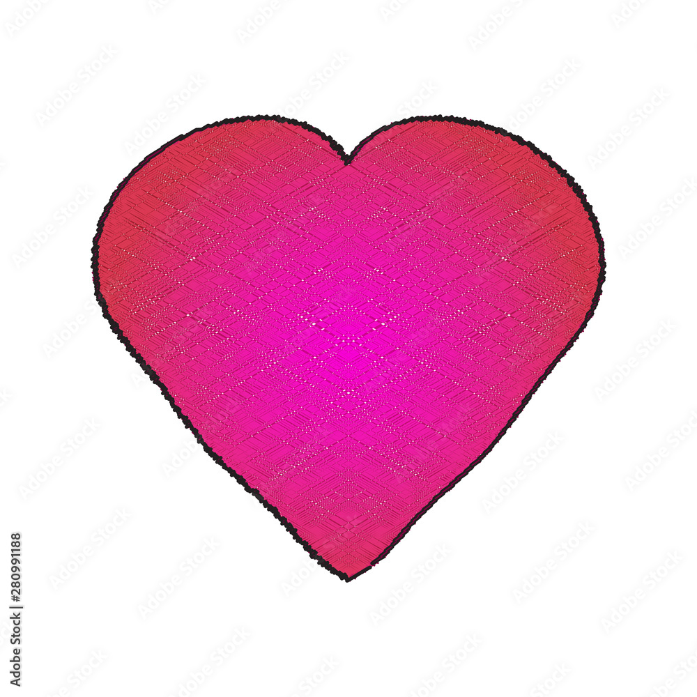 Pink heart two-color gradient with texture. Valentines Day. Vector illustration on isolated background.