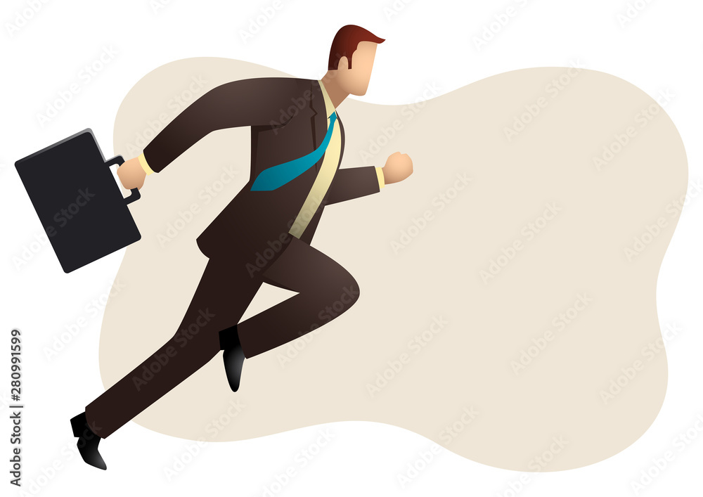 Businessman running with briefcase Businessman running with briefcase