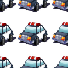 Acrylglasbilder Automuster Polizeiauto Cartoon Muster fürs Jungenzimmer  © GraphicsRF